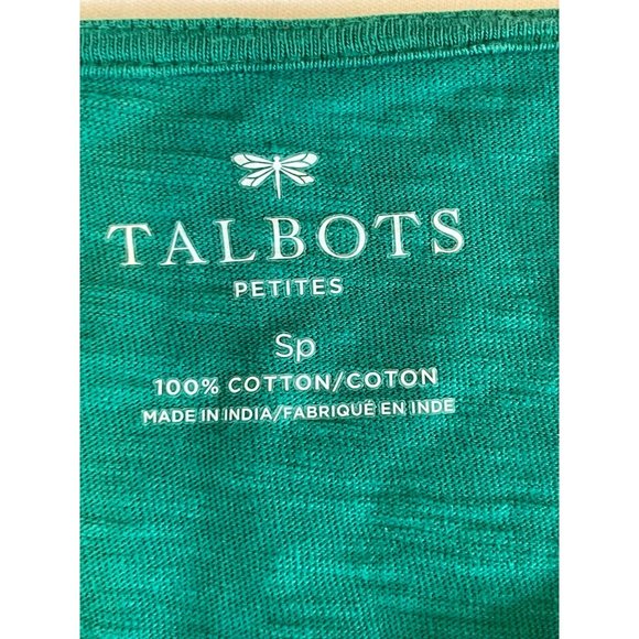Talbots Womens Embroidered Tank Top Sleeveless Split V Neck Kelly Green SZ Small - Picture 5 of 7
